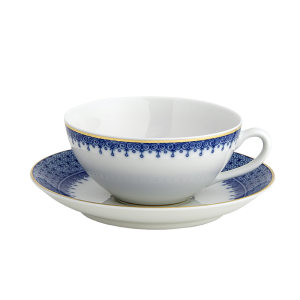 Mottahedeh Blue Lace Coup Shape Cup & Saucer