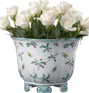 Mottahedeh Famille Verte Five Lobed Cachepot - 12"