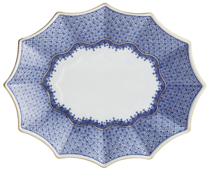 Mottahedeh Blue Lace Fluted Tray - Large / 11.5"