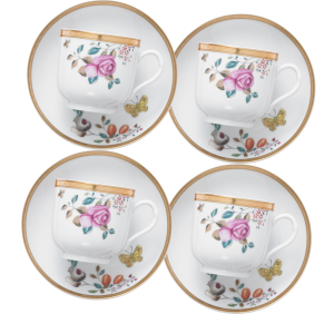 Mottahedeh Lowestoft Garden Cup & Saucer - Set 4