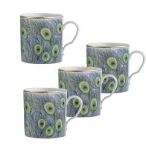 Mottahedeh Peacock Feather Mugs / Set 4