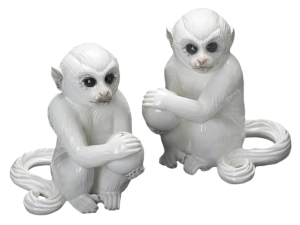 Mottahedeh Small White Monkey Bookend Pair