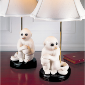 Mottahedeh Small White Monkey Lamps - Pair