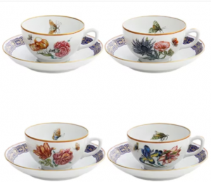Mottahedeh Merian Tea Cup + Saucer Assorted - Set 4