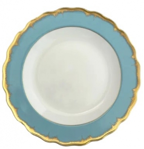 Mottahedeh Chelsea Feather Turquoise Dinner Plate - 10"