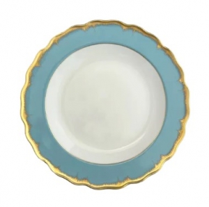 Mottahedeh Chelsea Feather Turquoise Dessert Plate - 8.25"