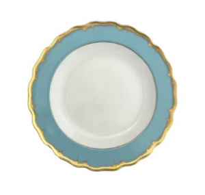 Mottahedeh Chelsea Feather Turquoise Bread Plate - 7.25"