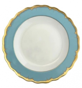 Mottahedeh Chelsea Feather Turquoise Soup Plate