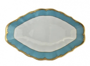 Mottahedeh Chelsea Feather Turquoise Oval Dish