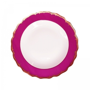 Mottahedeh Chelsea Feather Raspberry Dessert Plate - 8.5"