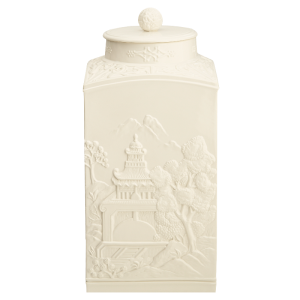 Mottahedeh Figure Square Tea Jar W/Cover