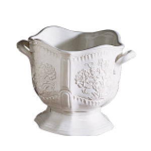 Mottahedeh Round Embossed CreamwareCachepot White