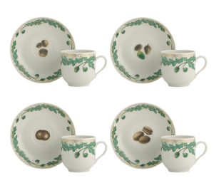 Mottahedeh Nut Leaf Cup and Saucer /Set of 4