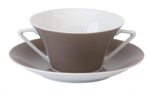 Philippe Deshoulieres Seychelles Taupe Cream Soup Saucer