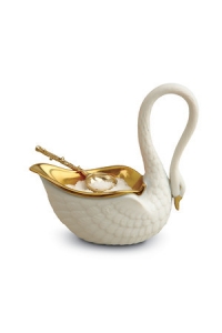 L'Objet White Swan Salt Cellar + Spoon