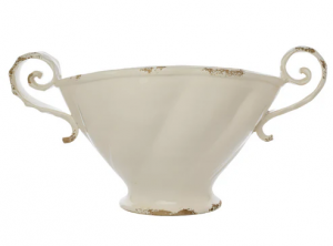 Arte Italica Scavo Twist Bowl with Handles -Cream