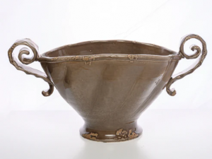 Arte Italica Scavo Twist Bowl with Handles - Taupe