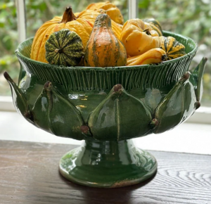 Arte Italica Scavo Harvest Pedestal Bowl - Italian Green