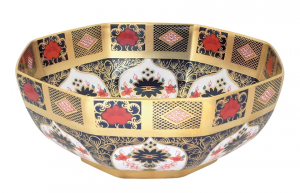 Royal Crown Derby Old Imari Solid Gold Band Octagonal Bowl