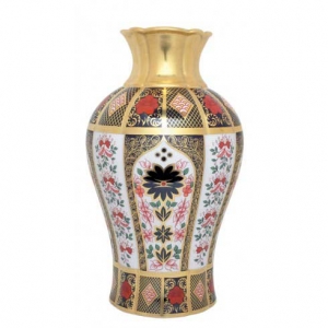 Royal Crown Derby Old Imari Solid Gold Band Arum Lily Vase
