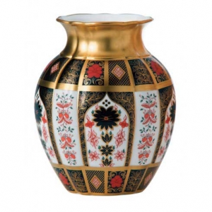 Royal Crown Derby Old Imari Solid Gold Band Tulip Vase