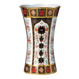 Royal Crown Derby Old Imari Solid Gold Band Column Vase Large