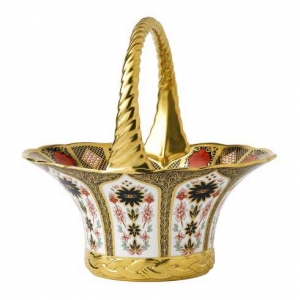 Royal Crown Derby Old Imari Solid Gold Band Fruit Basket