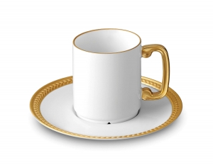 L'Objet Soie Tressee Gold Espresso Cup + Saucer