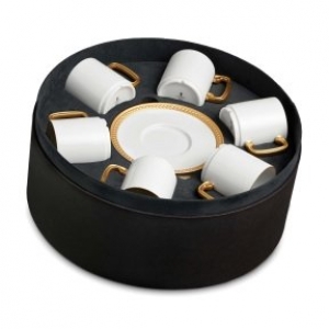 L'Objet Soie Tressee Gold Espresso Cup + Saucer(Gift Box of 6)