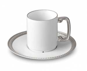 L'Objet Soie TresseePlatinum Espresso Cup + Saucer