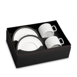 L'Objet Soie Tresse Black Tea Cup + Saucer (Gift Box of 2)
