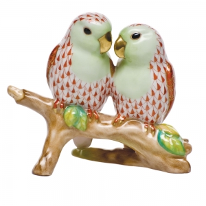 Herend Love Birds on Branch Rust