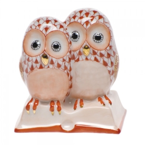 Herend Pair of Owls on Book Rust