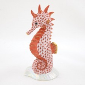 Herend Seahorse on Scallop Shell Rust