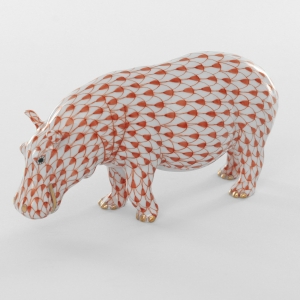 Herend Medium Hippopotamus - Rust