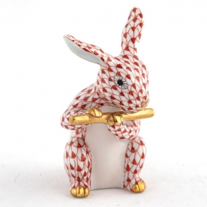 Herend Flute Bunny - Rust