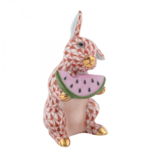 Herend Bunny with Watermelon - Rust