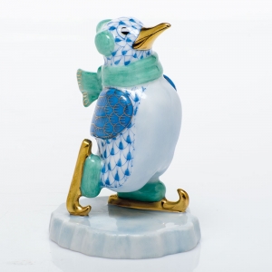 Herend Ice Skating Penguin Ice Skating Penguin - Blue