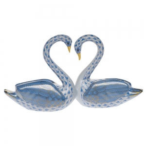 Herend Kissing Swans Blue