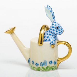 Herend Watering Can Bunny Blue