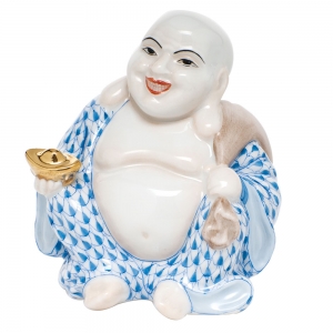 Herend Small Laughing Buddha - Blue