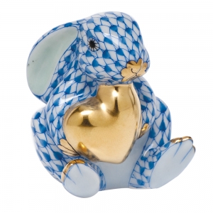 Herend Bunny w/ Heart Blue