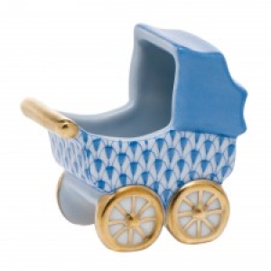 Herend Baby Carriage Blue