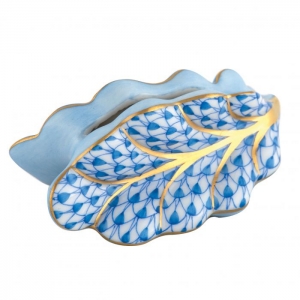 Herend Leaf Place Card Holder Blue