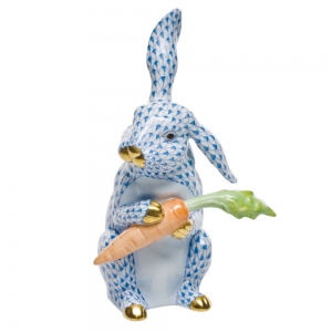 Herend Large Bunny with Carrot Blue