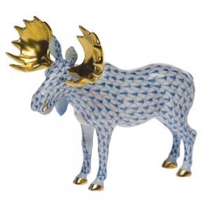 Herend Standing Moose - Blue
