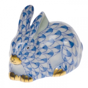 Herend Miniature Lying Rabbit Blue