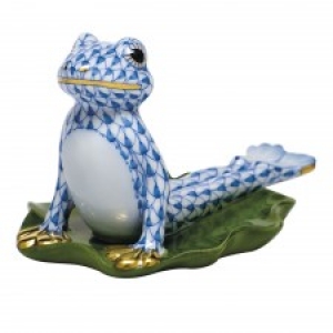 Herend Yoga Frog in Cobra Pose Blue