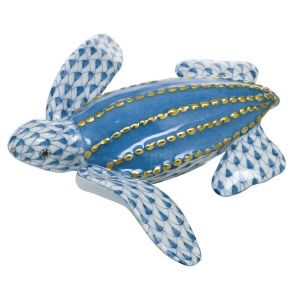 Herend Young Leatherback Turtle Blue