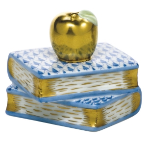 Herend Apple on Books - Blue